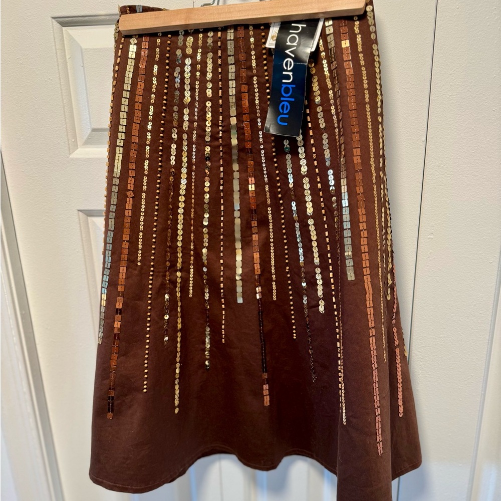 Haven Bleu Brown Sequin Women's Skirt